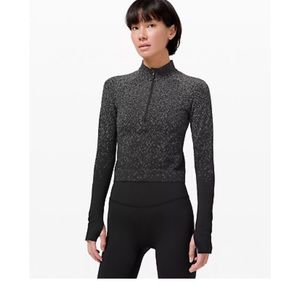 Lululemon rest less crop jacket, black and white herringbone